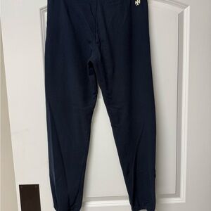 Tory Burch Navy Sweatpants with Tan Drawstrings